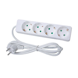 Perel EB4-G power extension 1.5 m 4 AC outlet(s) Indoor White