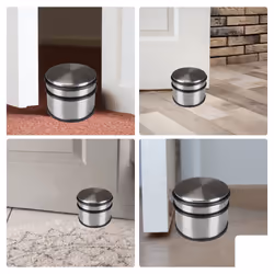 Perel Door stopper, round stainless steel, floor door stop, heavy duty no drilling required, non-scratch non-slip bottom protective rubber ring, silver grey, 9 x 7.5 cm, 1 kg - Additional view 3