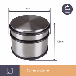 Perel Door stopper, round stainless steel, floor door stop, heavy duty no drilling required, non-scratch non-slip bottom protective rubber ring, silver grey, 9 x 7.5 cm, 1 kg - Additional view 6