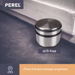 Perel Door stopper, round stainless steel, floor door stop, heavy duty no drilling required, non-scratch non-slip bottom protective rubber ring, silver grey, 9 x 7.5 cm, 1 kg - Additional view 7
