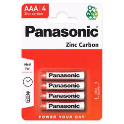 Panasonic Zinc Batteries AAA R03 1.5V (Pack 4) - PANAR03RB4