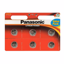 6 x Panasonic CR2016 3V Lithium Coin Cell Battery 2016