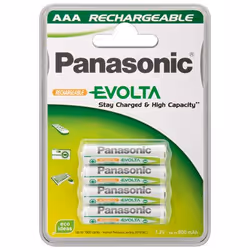 Wentronic AAA 800mAh NiMH 4-BL EVOLTA Panasonic, Rechargeable battery, AAA, Nickel-Metal Hydride (NiMH), 1.2 V, 4 pc(s), 800  ...