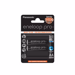 Panasonic 2500mAh, 1.2V, Rechargeable battery, AA, 1.2 V, 2 pc(s), 2500 mAh, Black