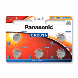 Pack Of 5 Panasonic Lithium CR2016 batteries 3V Coin Cell