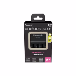 This Panasonic ENELOOP BQ-CC55 UK Plug-in Charger with 4x AA 2500mAh Rechargeable Batteries has a "Smart Charge" fu ...