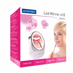LANAFORM LED Mirror X10 makeup mirror Freestanding Round Pearl