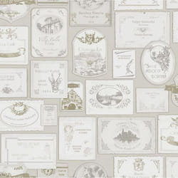 Grandeco Wine Labels Vintage French Beige Cream Paste The Wall Wallpaper