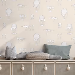 Grandeco Jack N Rose Hot Air Baloon Cream Wallpaper Nursery Past The Wall Vinyl