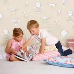 Grandeco Jack N Rose Hot Air Baloon Cream Wallpaper Nursery Past The Wall Vinyl