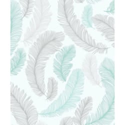 Blue Reflect Feather Wallpaper Grandeco Glitter Textured Vinyl Paste The Wall