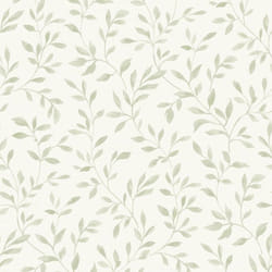 Grandeco Nerine Leaf Trail Woven Effect Embossed Wallpaper Sage 146001
