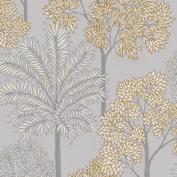 Grandeco Life City of Palms Silver Wallpaper A49801