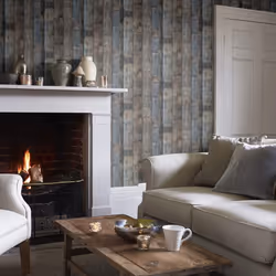 Grandeco Vertical Plank Wood Effect Dark Brown Wallpaper Paste The Wall Vinyl