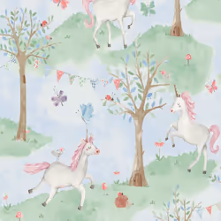Unicorn Wallpaper Grandeco Kids Animal Green Paste The Wall Textured Vinyl