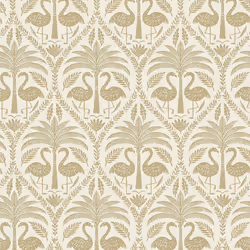 Grandeco Flamingo Beige Wallpaper Floral Leaf Metallic Gold Vinyl
