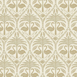 Grandeco Flamingo Beige Wallpaper Floral Leaf Metallic Gold Vinyl