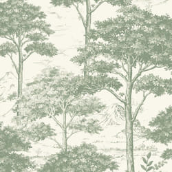 Maison Green Tree Wallpaper Grandeco Paste The Wall Off White Vinyl Textured