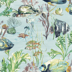 Aquarium Teal Wallpaper Grandeco Watercolour Fish Jellyfish Sea Life Creatures