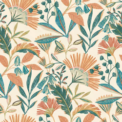 Grandeco Ciara Tropical Leaf Orange Green Wallpaper Botanical Paste The Wall
