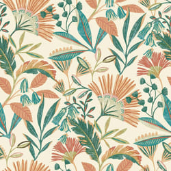 Grandeco Ciara Tropical Leaf Orange Green Wallpaper Botanical Paste The Wall