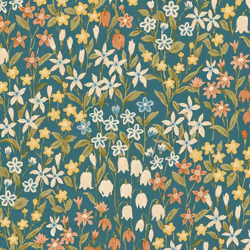 Grandeco Ciara Floral Teal Wallpaper Flowers Naturistic Paste The Wall Vinyl