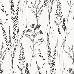 Grandeco Attitude Floral Grass Wallpaper White Black Textured Paste The Wall