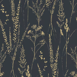 Grandeco Attitude Floral Grass Wallpaper Black Textured Paste The Wall