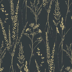 Grandeco Attitude Floral Grass Wallpaper Black Textured Paste The Wall