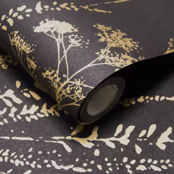 Grandeco Attitude Floral Grass Wallpaper Black Textured Paste The Wall