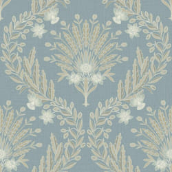 Grandeco Flora Blue Wallpaper Flowers Textured Embossed Blown Vinyl