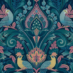 Grandeco Arcadia Pink Wallpaper Birds Leaves Naturistic Textured
