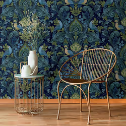 Grandeco Arcadia Green Wallpaper Birds Leaves Naturistic Textured