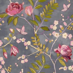 Grandeco Life Lola Charcoal Pink Wallpaper 197001