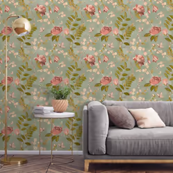 Grandeco Life Lola Green Wallpaper A68803
