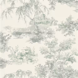 Grandeco Life Toile Green Wallpaper A68901