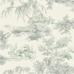 Grandeco Life Toile Green Wallpaper A68901