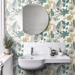 Grandeco Dragonfly Garden Wallpaper Metallic Botanical Leaves