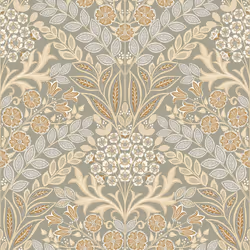 Grandeco Arts Floral Taupe Wallpaper Flowers Leaves Textured