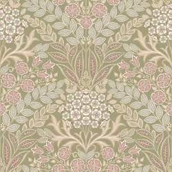 Grandeco Arts Floral Sage Green Wallpaper Flowers Leaves Textured