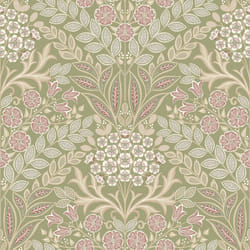 Grandeco Arts Floral Sage Green Wallpaper Flowers Leaves Textured
