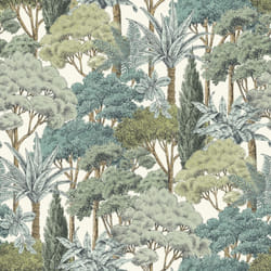 Grandeco Life Karuna Trees Green Wallpaper A76302