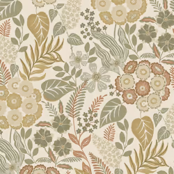 Grandeco Karuna Retro Flowers Green Orange Wallpaper Botanical Paste The Wall