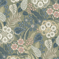 Grandeco Karuna Retro Flowers White Orange Wallpaper Botanical Paste The Wall