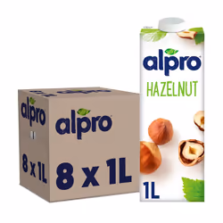 Alpro Hazelnut Plant-Based Long Life Drink, Vegan & Dairy Free, 1L (Pack of 8)