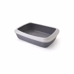 Iriz Cat Litter Tray With Rim Cool Grey 50x37x14cm (Pack of 6)