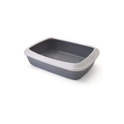 Iriz Cat Litter Tray With Rim Cool Grey 50x37x14cm (Pack of 6)