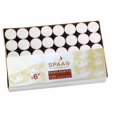 Spaas Candles 0351002.000, Round, White, 6 h, 120 pc(s)