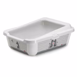 Carrefour Bacinella per lettiera con bordo rimovibile 50x39.5x19 cm, Cat, Open litter box, Grey, Plastic, 395 mm, 500 mm