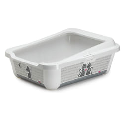 Carrefour Bacinella per lettiera con bordo rimovibile 50x39.5x19 cm Cat Open litter box Grey
